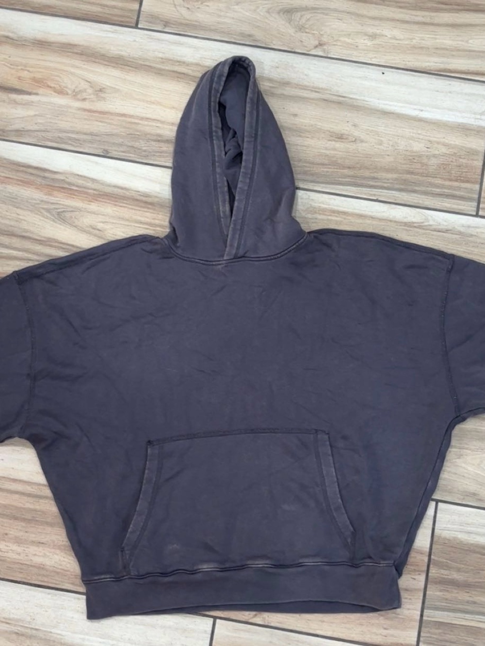 Men’s Hollister Grey Acid Wash Boxy Star Detail Hoodie